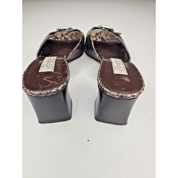 Brighton Women's Tan Leather France Snakeskin Pattern Peep Toe Heels Sz US 8 M - Picture 4 of 8